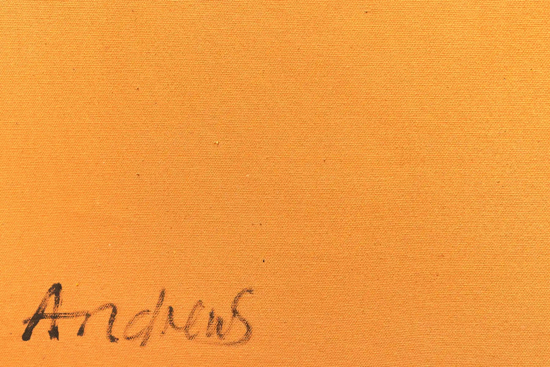 Close-up of signature in abstract geometric painting by Annabel Andrews