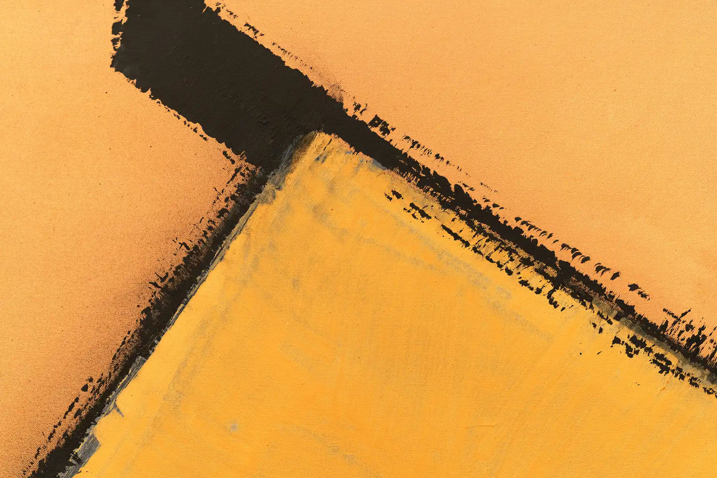 Close-up of black gestural lines in abstract geometric painting by Annabel Andrews